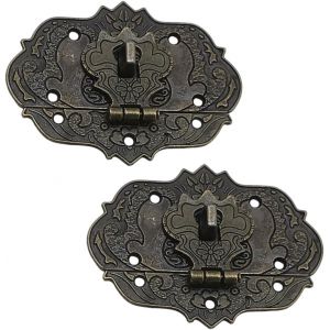 2pcs Loquet Serrure Vintage - Antique Moraillon Fermoirs en Fer Bronze Antique Verrous pour D&eacute;coratifs Cabinet Armoire Bo&icirc;te &agrave; Bijoux pour Meubles, ferrures de Rideaux, serrures sur coffres - Neuf