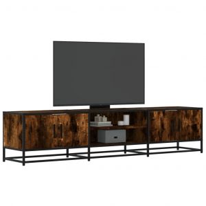 Meuble Tv Chêne Fumé 180x35x41 Cm Bois D'ingénierie - Neuf