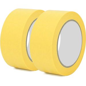 Peinture Masquage 30mm X 50m,2 Rouleaux Ruban De Masquage Premium Protection Peinture Pour Masquage De Peinture,Décoration,Réalisation D'affiches,Inscriptible,Jaune - Neuf