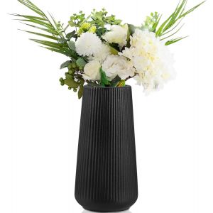 BNHGC-Vase Décoratif 20 cm Vase en Céramique Noir Vases pour Fleurs pour Herbe de la Pampa pour Décoration de Table et Fleurs Séchées - Neuf