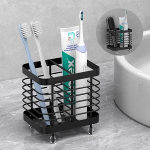 Nsiecd-Porte-Brosse &Agrave; Dents &Eacute;lectrique, Support De Brosse &Agrave; Dents Mural En Acier Inoxydable, Rangement Brosse &Agrave; Dents Avec Trous De Drainage, Organisateur De Rasoir &Agrave; Dentifrice Pour La Douche, Noir - Neuf
