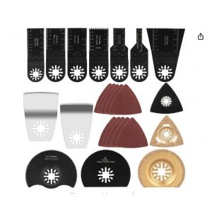 24 Pcs Lames de Scie Oscillantes, Outil Multifonction Saw Blades Accessoires Kit, Bois Plastique M&eacute;tal Universelle Outil Multifonctions Accessoires Kit pour Poncer, Meuler, Couper et Polir - Neuf