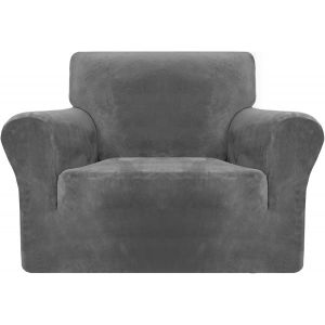 Toison Epaisse Housse Du Canape (1 Places, Gris), 3 Places Canape Housse, Super Stretch Housse Du Canape Pour Chien, Chat, 1 Piece, Elastique Meubles Protecteur, Peluche Housse Du Canape - Neuf