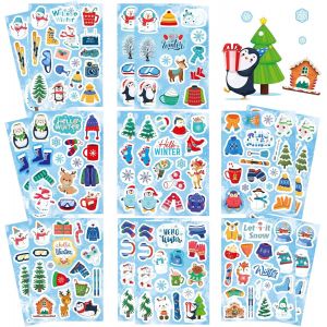 Trahoo-Autocollants D'hiver Pour Enfants, 262pcs Autocollants De Vacances D'hiver Avec Ski Elan Bonhomme De Neige Arbre De Noël Pingouin,Hello Winter Snowflake Autocollants Décor Pour Enveloppe - Neuf
