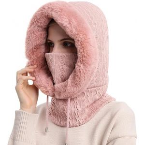 Masque de ski multifonction pour femme - Rose, capuche chaude et coupe-vent en polaire, combinaison de ski d'hiver, chapeau de randonnée pour moto, alpinisme, camping - Neuf