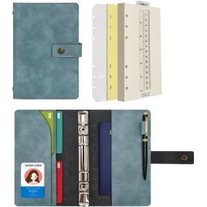 Eryi-Carnet De Notes Rechargeable En Cuir - Papier À Pois Intérieur En Cuir Véritable Pour Le Travail De Voyage Et L'organisateur (Bleu Ciel, A6) - Neuf