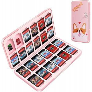 Eryi-Mignon Rose Boite De Rangement Jeux Switch Pour Nintendo Switch,Étui De Rangement Pour Carte De Jeu Portable Avec 24 Emplacements Pour Cartes De Jeu Et 24 Emplacements Our Cartes Micro Sd - Neuf