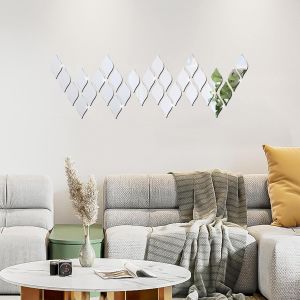 30 Pcs 15 x 8 cm Larme Miroir Acrylique Stickers Muraux Miroirs,DIY Autocollant 3D Argent Miroir Mur Art Stickers pour Salon Salle Bain Maison Fond Décorations (Argent) - Neuf