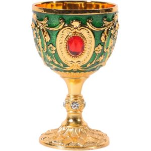 Petit Verre &Agrave; Vin Portable Sans Pied - Verres &Agrave; Vin Rose - Verre &Agrave; Vin Avec Couvercle - Verre &Agrave; Vin M&eacute;di&eacute;val - En Alliage - Vert - Neuf