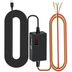 JGD-Dashcam Hardwire Kit de c&acirc;blage 12 V-24 V vers 5 V 3 A avec indicateur de tension, tension r&eacute;glable, mode stationnement 24H, protection contre la d&eacute;charge de batterie, type C, d&eacute;marrage - Neuf