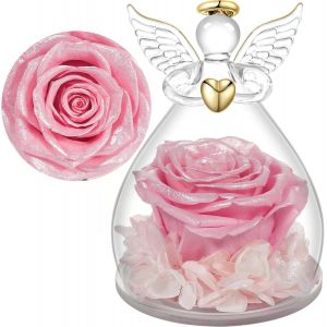 Rose Eternelle Cadeau Maman Noel,Ange Gardien en Verre avec Fleur Eternelle Cadeau Noel Femme Mamie Amie Anniversaire No&euml;l Saint Valentin Femme F&ecirc;te des M&egrave;res - Neuf