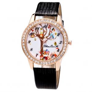 Zhoulianfa Tendance Mignon Arbre De No&euml;l Crocodile Grain Pu Bracelet Montre-Bracelet (Noir) - Neuf