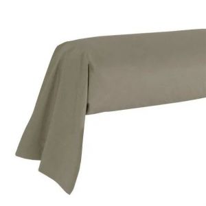 Taie De Traversin - Made In France - 43 X 185 Cm - 100% Coton - Taupe - 57 Fils - Neuf