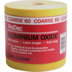Rouleau de 10 m de papier abrasif jaune, oxyde d`aluminium, grain 60 grossier pour poncer bois, peinture, joints, métal et plus, papier abrasif compatible avec les ponceuses électriques - Neuf