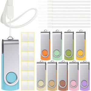 CMJAAGUR-Cle Usb 32Go Lot De 10 Usb 2.0 Clé Usb Flash Drive Rotative Clef Usb Morandi Couleur Mixte 32 Go Mémoire Stick Métal Flash Drive Avec Cordes Et Un Autocollant Vierge[M1904] - Neuf