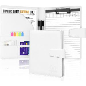 Conf&eacute;rencier A5 en cuir avec fermeture magn&eacute;tique, porte-bloc-notes, bloc-notes A5 et stylo - Neuf