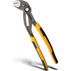 Pince multiprise avec bouton poussoir de r&eacute;glage 250 mm avec 26 dents pour une adh&eacute;rence sur diff&eacute;rents objets, pince &agrave; pompe en Cr-V, largeur maximale de la m&acirc;choire 65 mm - Neuf