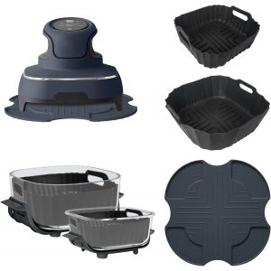 Accessoires Airfryer pour Ninja Crispi FN101GY, Tapis Silicone pour Ninja Crispi + 2 Pi&iquest;&iquest;ces Moule Silicone Air Fryer, Plat Air Fryer 3,8 L/1,4 L, Lavable Lave Vaisselle - Neuf