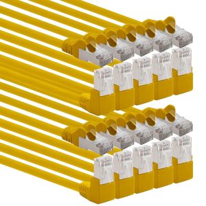 KAL-366204 Câble Réseau Cat.6 Angle 90 Degrés 3,0 M - Jaune - Paquet De 10 - Câble Patch Cat6 (Sftp Pimf) 1000Mbit/S Prise Rj 45-10 X 3,0 M Mètres Jaune - Neuf