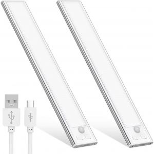 Éclairage sous l'unité Cuisine LED 20 5 cm Éclairage d'armoire avec capteur de mouvement Gradable en continu Bande LED sous l'unité 1000 mAh Paquet de 2 - Neuf