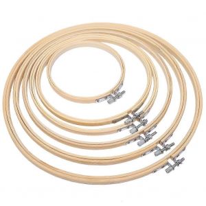 6 Pcs Broderie Cerceaux Cercle Crossstitch Anneau De Cerceau Cadre En Bois Cr&egrave;mecolor&eacute; Outils De Bricolage - Neuf