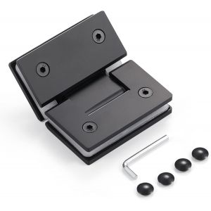 Charni&egrave;re pour porte de douche sans cadre,acier inox 304 massif 5 mm,monobloc coul&eacute;,pour portes de salle de bain en verre de 8 &agrave; 12 mm,noire mate,installation verre &agrave; verre &agrave;135 degr&eacute;s(1 pc) - Neuf