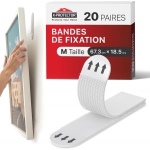 KALANKA-Languettes Accroche Tableau &iquest; 20 paires Attache Sans Percage &iquest; Accroche Cadre Adh&eacute;sif &iquest; Accroch&eacute; Tableau Adh&eacute;sif &iquest; Scratch Tableau Mural jusqu&iquest;&agrave; 7 kg (Taille M) - Neuf