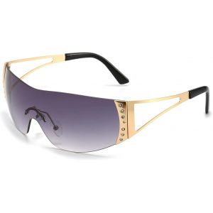 Asas-Lunettes De Soleil Enveloppantes Y2k Pour Femme Homme-Lunettes De Soleil Rectangulaires Sans Monture Lunettes Surdimensionnées Une Pièce Avec Uv400 - Neuf