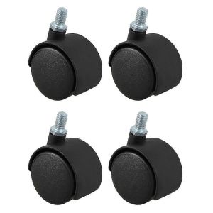 Roulette pivotante en plastique 8mm Vis tige 1,5 pouce Dia roue 4 pcs noir - Neuf