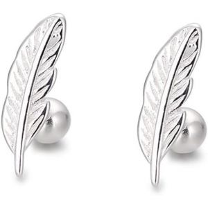 Kal-Boucles D'oreilles &Agrave; Tige En Argent Sterling 925 Avec Petites Feuilles De 18g Pour Femmes Adolescentes Filles Mini Boule De 3 Mm Avec Fermoir &Agrave; Vis Pour Tragus Piercing De Corps Pour No&euml;l Anniver - Neuf