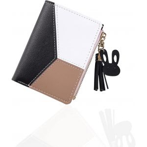 CAUC-Porte Monnaie Femme avec Fermoir en M&eacute;tal, Petit Portefeuille Femme Porte Feuilles pour Femme en Cuir Portefeuille Zipp&eacute; Multicarte Portefeuille Porte-Cartes avec Sac &agrave; Monnaie - Neuf