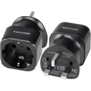 JGD-Adaptateur Voyage - Lot 2X Adaptateur Prise Schuko EU Type C et F vers Prise UK Type G - Adaptateur France vers UK Prise Francaise vers Anglaise Irlande Canada Singapour - Neuf