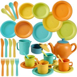 ERYI-Service À Thé Pour Enfants, Dînette Enfant Accessoire Jeux De Cuisine, Jouet De Cuisine Plastique Cadeaux Pour Enfants Filles 3 4 5 Ans - Neuf
