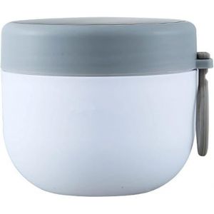 Tasse De Petit-Déjeuner Assortie (Blanche) Tasse De Yaourt Étanche Avec Cuillère, Tasse De Petit-Déjeuner Assortie Portable Pratique, Boîte De Collation Extérieure De 600 Ml - Neuf