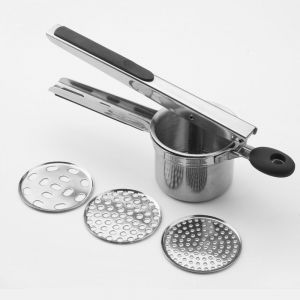 (A) Presse-Purée Multifonction, Presse-Purée Manuel En Acier Inoxydable Avec 3 Disques Interchangeables Pour Purée De Pommes De Terre, Jus De Citron - Neuf