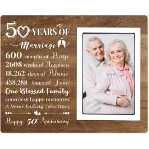 CMWX-Cadre Photo 50e Anniversaire de Mariage - Cadeau pour Couple, Mari ou Femme - 50 Ans de Mariage - Pour Photo 10 x 15 cm - Neuf