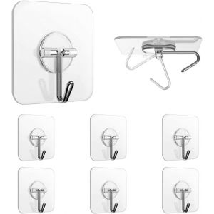 Crochet de Porte Serviette Crochets Cuisine Crochets Adh&eacute;sif Transparent Crochets Mural, Imperm&eacute;able (6 Pack) - Neuf