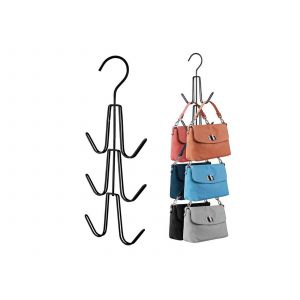 Organisateur de cintres m&eacute;talliques pour sacs &agrave; main, compatible avec les &eacute;tag&egrave;res de rangement de placard - Noir - Neuf