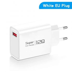 Chargeur Rapide Usb 120w, Charge Rapide 3 0, Alimentation Pour T&eacute;l&eacute;phones Iphone 16 15 14 Pro Max Samsung Galaxy S24 Xiaomi 14 Ultra White Eu Plug - Neuf