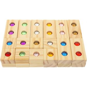 Ulteronixshop-Jeu de blocs de construction en bois pour enfants - Jouet &eacute;ducatif &agrave; empiler - Jouet &eacute;ducatif sensoriel avec blocs color&eacute;s pour la cr&eacute;ativit&eacute; et la motricit&eacute; fine - Neuf