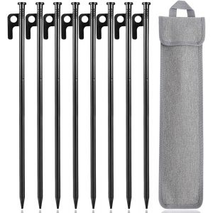 Eryi-Piquet De Tente 8pcs, 30cm Sardines De Fixation, Sardines Camping Avec Crochets Et Déchausseurs, Piquet De Fixation Piquets De Tente Piquet Tente Adapté Au Camping Et Au Plein Air (Noir) - Neuf