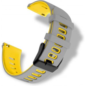 Bracelet Silicone Pour Largeur Pattes De Montre 20mm, Doux Et Confortable, &Eacute;tanche, Bracelet De Remplacement Sport Pour Hommes Femmes - Gris Jaune - Neuf