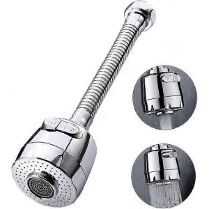 A&eacute;rateur de robinet &agrave; 360 degr&eacute;s, pommeau de robinet de cuisine pivotant, 2 modes de jet r&eacute;glables, filtre et pulv&eacute;risateur (long) - Neuf
