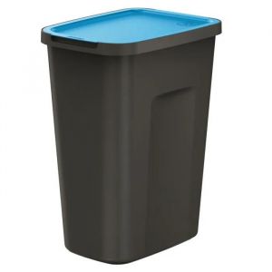Poubelle 35 litres, dimensions 38x29x51 cm, pour le tri des déchets, bleue, avec couvercle d'ouverture en plastique léger, modulaire - Neuf