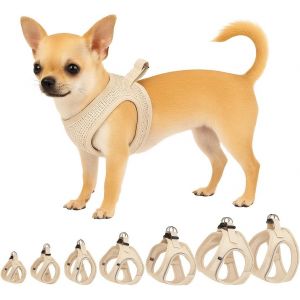 Eryi-Harnais Pour Chien Step&go Bento Beige Xxs - A:22-23cm B:24-25cm X 3mm - Réglable Avec Bandes Réfléchissantes U2013 Idéal Pour Chihuahua, Yorkshire, Papillon & Pékinois - Neuf