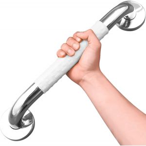 Barre d'appui de douche, poignée antidérapante, barre d'appui murale en acier inoxydable, poignée de sécurité pour baignoire ou toilettes, salle de bain, cuisine, escalier (40 cm, blanc) - Neuf