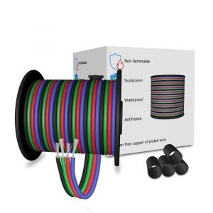 Eryi-Câble Rgb D'extension Electrique Fil À 4 Broches 4 X 0.32mm² Calibre 22 Pour Bande Led Rvb 5050 3528 22 Awg 10 M - Neuf