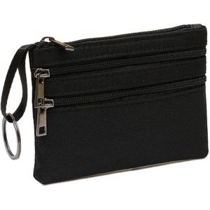 Universal Wallet for Men and Women Mini Coin Purse Credit Card Wallet Mini Small Wallet with Keychain, Black1 - Neuf