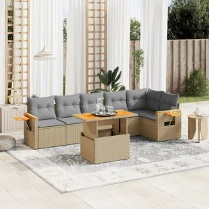 Prolenta Premium - Salon De Jardin Avec Coussins 7 Pcs Beige R&eacute;sine Tress&eacute;e - Neuf