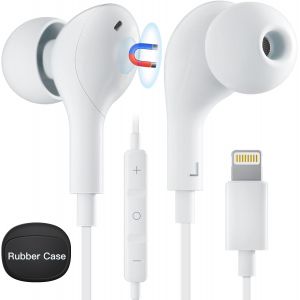 LORANKA-&Eacute;couteurs pour iPhone avec c&acirc;ble Lightning - &Eacute;couteurs intra-auriculaires avec c&acirc;ble - Connexion Lightning - Microphone et contr&ocirc;le du volume - Certifi&eacute; Apple MFi - Compatible avec iPhone 14/ - Neuf